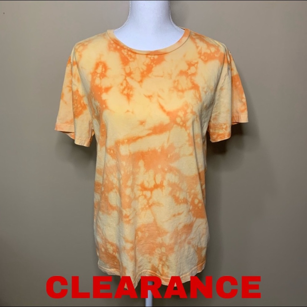 Custom Bleach Dyed Distressed Orange T-Shirt